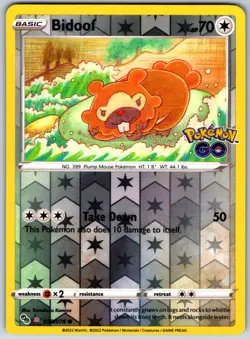 Bidoof (Peelable Ditto) Common Pokemon GO 059/078 LP-NM - Image 1