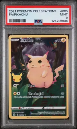 2021 Pokemon Pikachu 005/025 Celebrations Holo Full Art PSA 9 MINT (NEW CERT) - Image 1