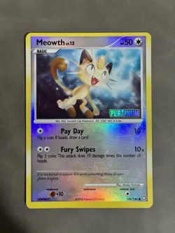 Meowth Platinum Stamped Reverse Holo 106/146 Legends Awakened Pokemon TCG 2008 - Image 1