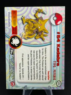 #64 KADABRA 1999 Topps Pokemon TV Series 1 BLACK LOGO FOIL - Image 2