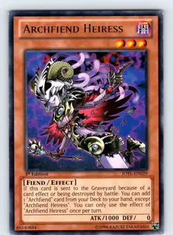 Archfiend Heiress Rare 1st Edition JOTL-EN029 LP - Image 1