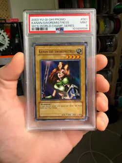 2003 YU-GI-OH! PROMO WCS-WORLD CHAMP SER #001 KANAN THE SWORDMISTRESS PSA 9 - Image 1