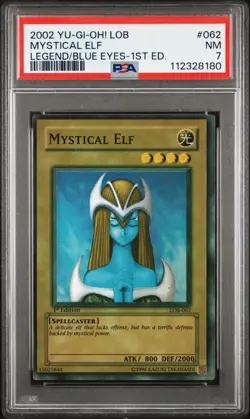 2002 YU-GI-OH! LOB-LEGEND OF BLUE EYES WHITE DRAGON 1ST ED MYSTICAL ELF PSA 7 - Image 1