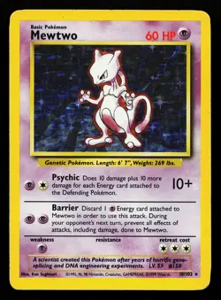 Mewtwo 10/102 Holo Rare Base Set Pokemon Card - Image 1