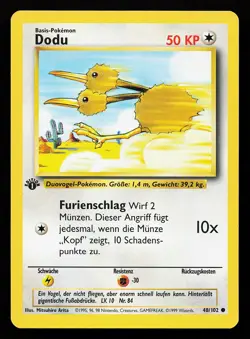 Doduo 48/102 Common 1st Edition GERMAN Base Set Pokemon Card - Image 1
