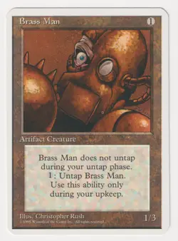 Miscut Brass Man MP 4th Edition 1995 MTG Magic Error Misprint Alpha Cut Corners! - Image 1