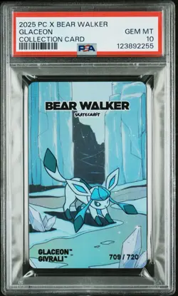 2025 Bear Walker x Pokemon Center Skateboard Card Glaceon /720 PSA 10 - Image 1