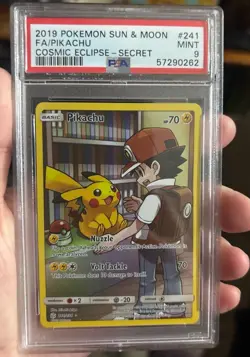 2019 POKEMON SUN & MOON COSMIC ECLIPSE SECRET #241 FULL ART/PIKACHU PSA 9 - Image 1