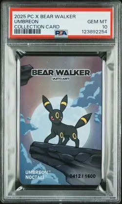 2025 POKEMON CENTER X BEAR WALKER COLLECTION CARDS UMBREON 412/1600 PSA 10 - Image 1
