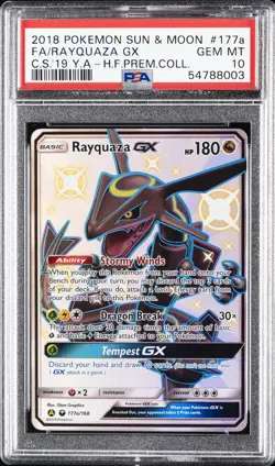 2018 POKEMON SUN & MOON CELESTIAL STORM #177A FULL ART/RAYQUAZA GX PSA 10 - Image 1