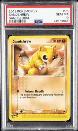 2003 POKEMON EX SANDSTORM #75 SANDSHREW PSA 10 - Image 1