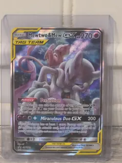 2019 Pokemon TCG SM Black Star Promo #SM191 Full Art Mewtwo & Mew GX - Image 3