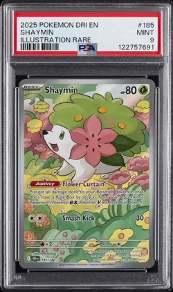 2025 POKEMON DRI EN-DESTINED RIVALS ILLUSTRATION RARE #185 SHAYMIN PSA 9 - Image 1