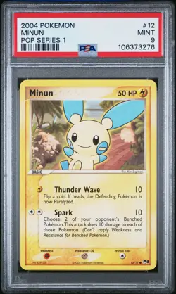 2004 POKEMON POP SER 1 #12 MINUN PSA 9 - Image 1