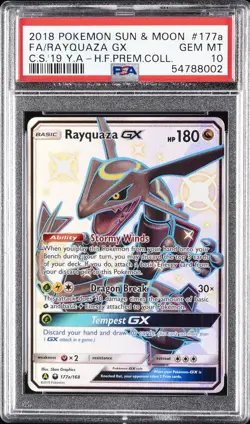 2018 POKEMON SUN & MOON CELESTIAL STORM #177A FULL ART/RAYQUAZA GX PSA 10 - Image 1