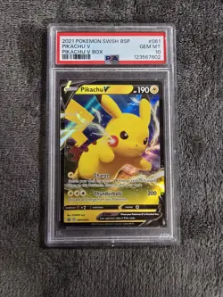 PSA 10 Pikachu V #SWSH061 Pikachu V Box Black Star Promo 2021 Pokemon GEM MINT - Image 1
