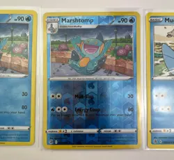3 Card Lot Mudkip Marstomp Pokemon Tcg Reverse Holo - Image 3