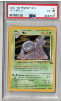 1999 Pokemon Fossil Muk Holo Foil Card 13/62 PSA 6 - Image 1