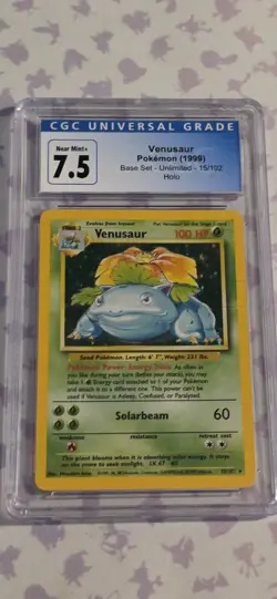 CGC 7.5 Venusaur 1999 Base Set 15/102 Holo Pokemon Card - Image 1