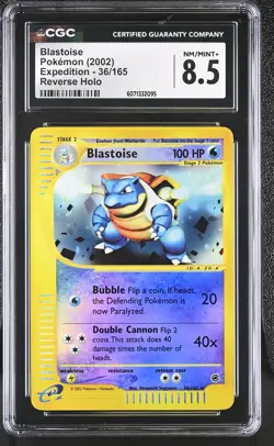 CGC 8.5 Blastoise 2002 Expedition 36/165 Reverse Holo Pokemon Card - Image 1