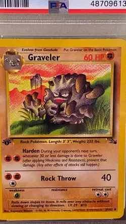 Graveler Fossil 1st Edition 1999 Pokemon Card #37 PSA 8 NM-MT Near Mint -Mint - Image 2