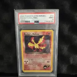 Rocket's Moltres 12/132 Gym Heroes Pokemon Card Holo Rare - PSA 9 - Image 1