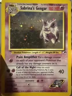 Sabrina’s Gengar HOLO Unlimited Pokemon Gym Heroes WOTC LP/EX NO CREASES/BENDS - Image 1