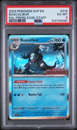 Pokemon Paldea Evolved STAFF Prerelease Promo Baxcalibur #019 SVP019 PSA 6 - Image 1