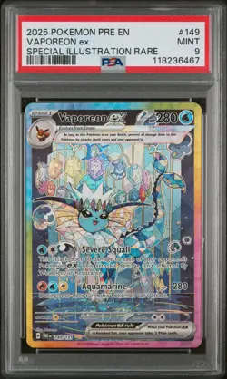 2025 Pokemon PRE Prismatic Evolutions Vaporeon EX #149/131 SIR PSA 9 Mint - Image 1
