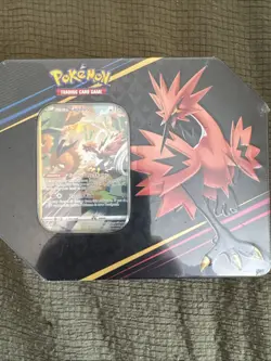 Pokemon Crown Zenith Galarian Zapdos Tin Sealed - 5 Packs With Promo - Image 1