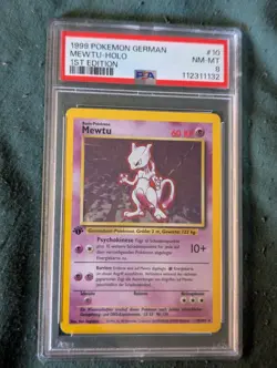 1999 Pokemon Base Set Mewtu Mewtwo 10/102 GERMAN 1st Edition Holo Rare PSA 8 - Image 1