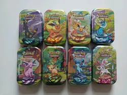 Pokemon TCG Prismatic Evolutions Mini Tins x 8 Full Art Set - Image 1