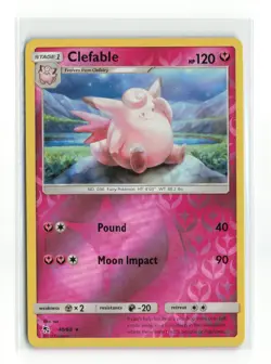 CLEFABLE 40/68 HIDDEN FATES REVERSE HOLO POKEMON TCG NM - Image 1