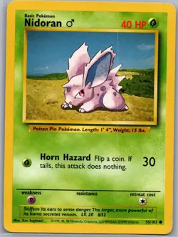 Nidoran 55/102 Non Holo Base Set - Pokemon Card - LP - Image 1