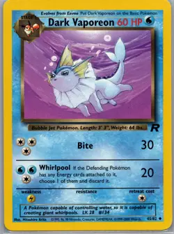 Dark Vaporeon 45/82 Non Holo Team Rocket - Pokemon Card - LP - Image 1