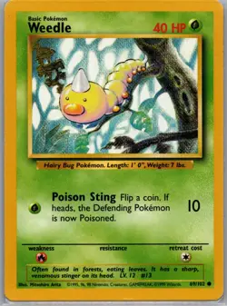 Weedle 69/102 Non Holo Base Set - Pokemon Card - LP - Image 1