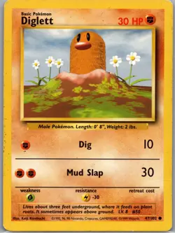 Diglett 47/102 Non Holo Base Set - Pokemon Card - LP - Image 1