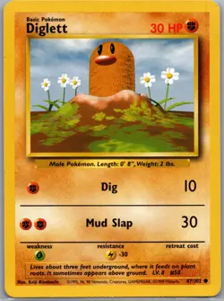 Diglett 47/102 Non Holo Base Set - Pokemon Card - LP - Image 1