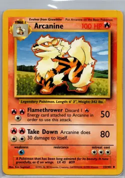 Arcanine 23/102 Non Holo Base Set - Pokemon Card - LP - Image 1