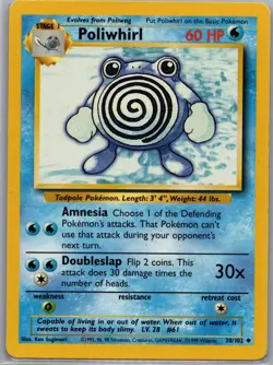 Poliwhirl 38/102 Non Holo Base Set - Pokemon Card - LP - Image 1