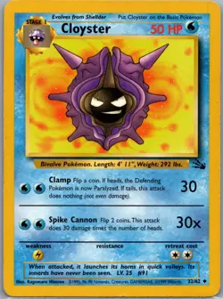 Cloyster 32/62 Non Holo Fossil - Pokemon Card - LP - Image 1