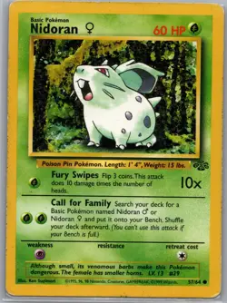 Nidoran 57/64 Non Holo Jungle - Pokemon Card - LP - Image 1