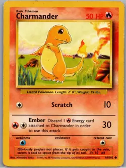 Charmander 46/102 Non Holo Base Set - Pokemon Card - LP - Image 1