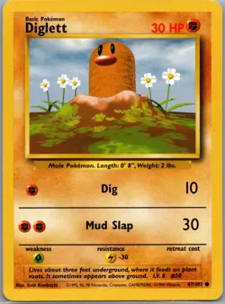 Diglett 47/102 Non Holo Base Set - Pokemon Card - LP - Image 1