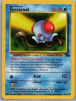 Tentacool 56/62 Non Holo Fossil - Pokemon Card - LP - Image 1