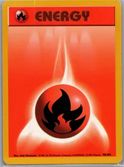 Fire Energy 98/102 Non Holo Base Set - Pokemon Card - LP - Image 1