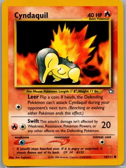 Cyndaquil 56/111 Non Holo Neo Genesis - Pokemon Card - LP - Image 1