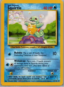 Squirtle 063/102 Non Holo Base Set - Pokemon Card - LP - Image 1