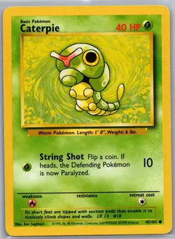 Caterpie 45/102 Non Holo Base Set - Pokemon Card - LP - Image 1