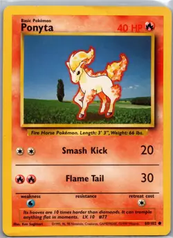 Ponyta 60/102 Non Holo Base Set - Pokemon Card - LP - Image 1